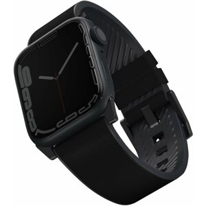 Szíj Uniq Straden Vízálló bőrszíj Apple Watch 42/44/45/Ultra 49mm - fekete