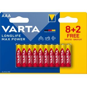 Eldobható elem VARTA Longlife Max Power Alkáli elem AAA 8+2 db