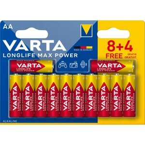 Eldobható elem VARTA Longlife Max Power Alkáli elem AA 8+4 db