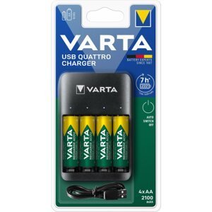 Töltő és pótakkumulátor VARTA Quattro USB Charger Töltő + 4 AA 2100 mAh R2U