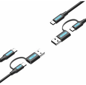Adatkábel Vention USB-C + USB-A to USB-C Cable 0.5m Black PVC Type