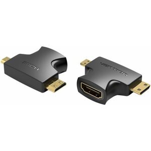 Átalakító Vention 2 in 1 Mini HDMI (M) and Micro HDMI (M) to HDMI (F) Adapter Black