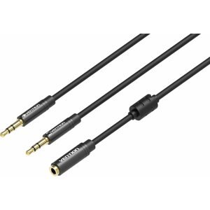 Átalakító Vention 2x 3.5mm (M) to 4-Pole 3.5mm (F) Stereo Splitter Cable 0.3m Black Metal Type