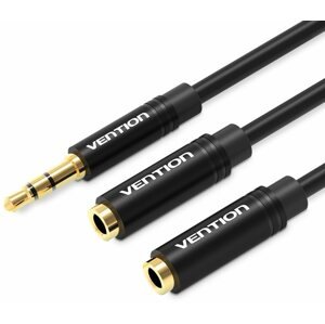 Átalakító m Male to 2 x 3.5 mm Female Stereo Splitter Cable 0.3 M Black Metal Type