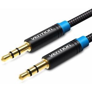 Audio kábel Vention Cotton Braided 3,5mm Jack Male to Male Audio Cable 5m Black Metal Type