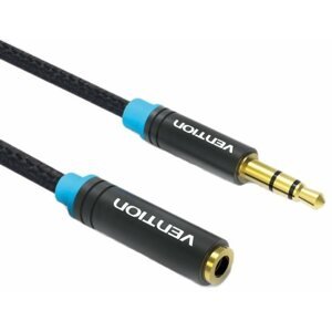 Audio kábel Vention Cotton Braided 3,5mm Jack Audio Extension Cable 0,5m Black Metal Type