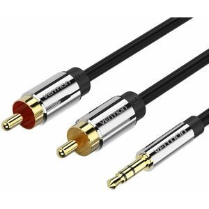 Audio kábel Vention 3,5mm Jack Male to 2x RCA Male Audio Cable 1m Black Metal Type