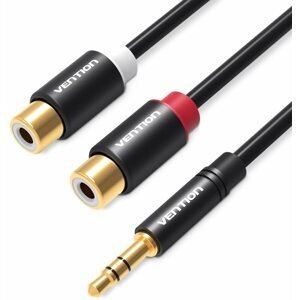 Audio kábel Vention 3.5mm Male to 2x RCA Female Audio Cable 0.3m Black Metal Type