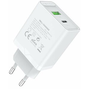 Töltő adapter Vention 2-Port USB (A+C) Wall Charger (18W + 20W PD) White