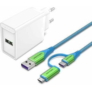 Töltő adapter Vention & Alza Charging Kit (18W + 2in1 USB-C/micro USB Cable 1m) Collaboration Type
