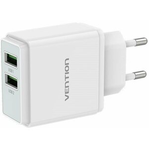 Töltő adapter Vention Dual Quick 3.0 USB-A Wall Charger (18W + 18W) White