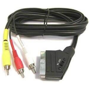 Videokábel PremiumCord Kábel SCART - 3xCINCH M/M 1,5m kapcsolóval