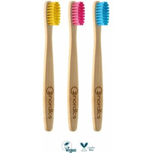 Gyerek fogkefe NORDICS bambusz fogkefe gyerekeknek, rózsaszínű